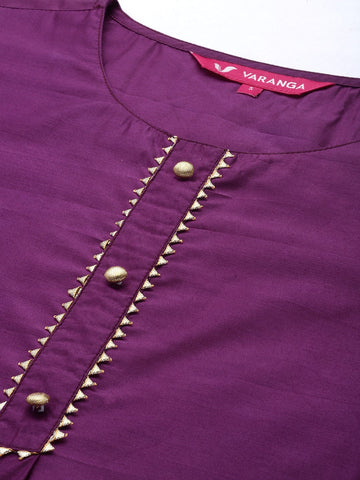 Varanga Women Purple Yoke Design Kurta with Trousers & Dupatta